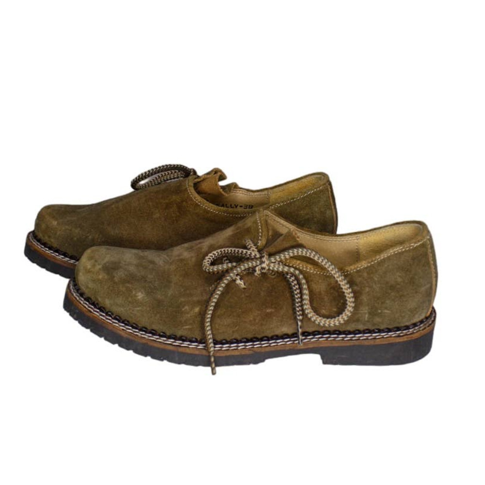 Country Maddox Sally Shoes Lug Sole Oxford Brown Suede Side Tie Size 38 7.5